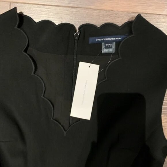 French Connection Scalloped Edge Sleeveless Black Dress - Picture 3 of 6